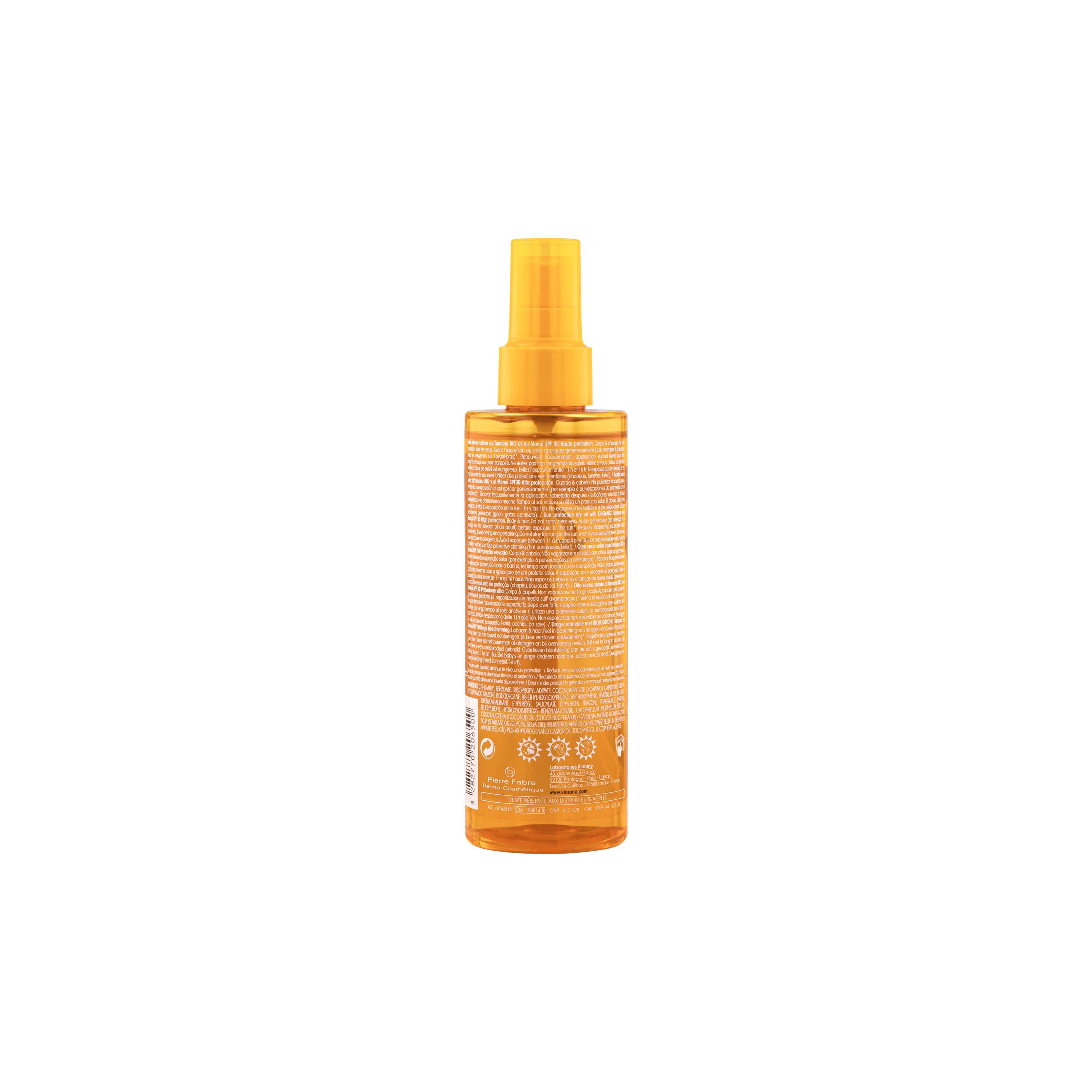 Klorane - Olio Secco Solare SPF30 Corpo E Capelli 200 ml