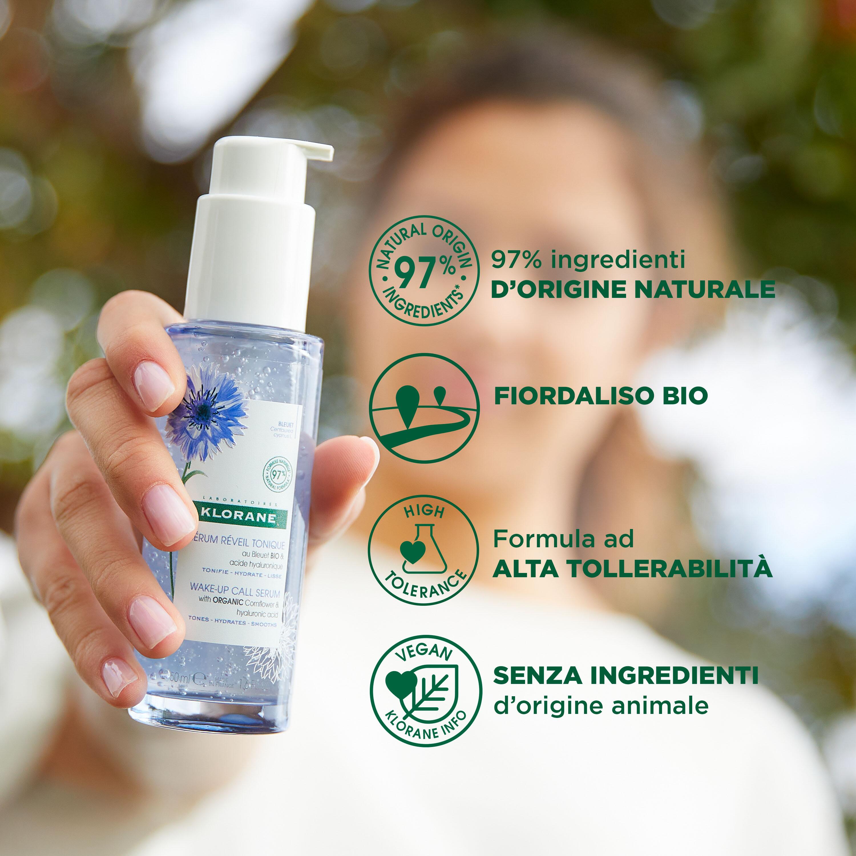 Klorane - Siero Risveglio Tonificante Al Fiordaliso Bio E Acido Ialuronico Per Viso, Collo E Occhi 50 ml
