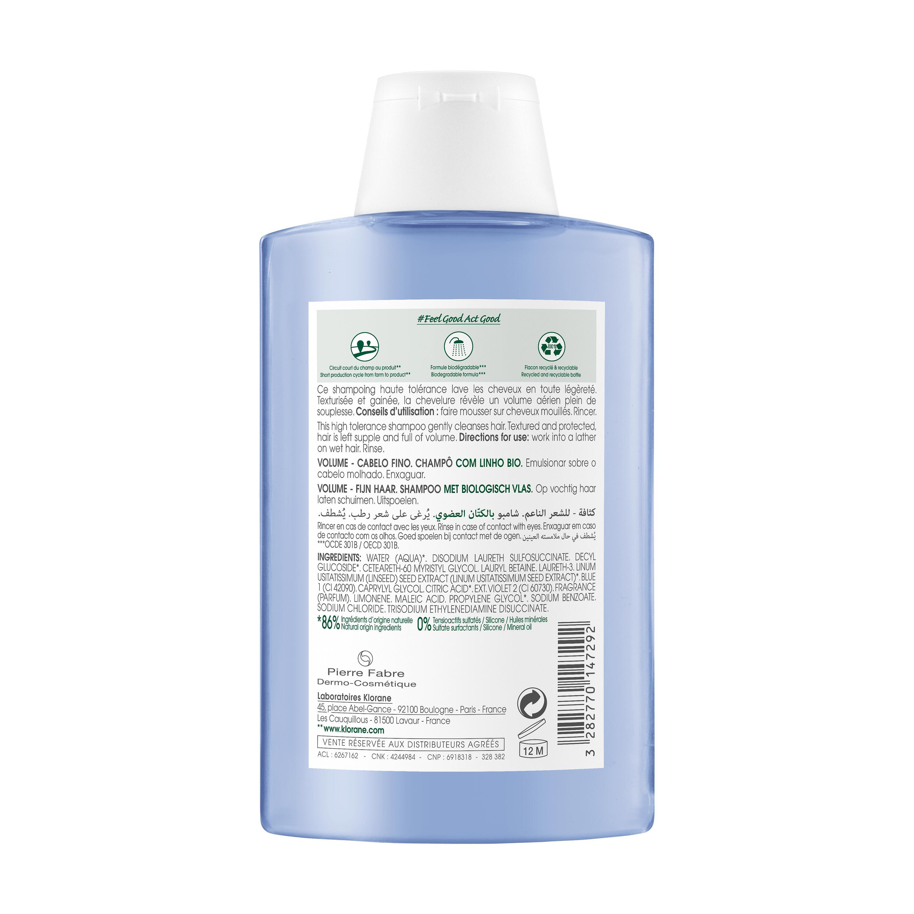 Klorane - Shampoo Al Lino Bio Per Capelli Sottili 200 ml
