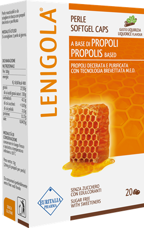 Lenigola - Integratore con Propoli per mal di gola - Gusto liquirizia - 20 perle
