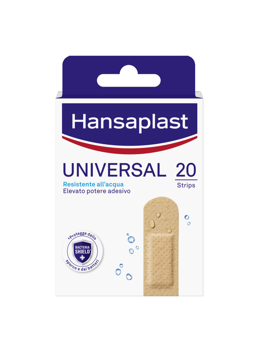 Hansaplast Cerotti Universal, Impermeabili e traspiranti per tutte le ferite, 20 pezzi da 19 x 72 mm