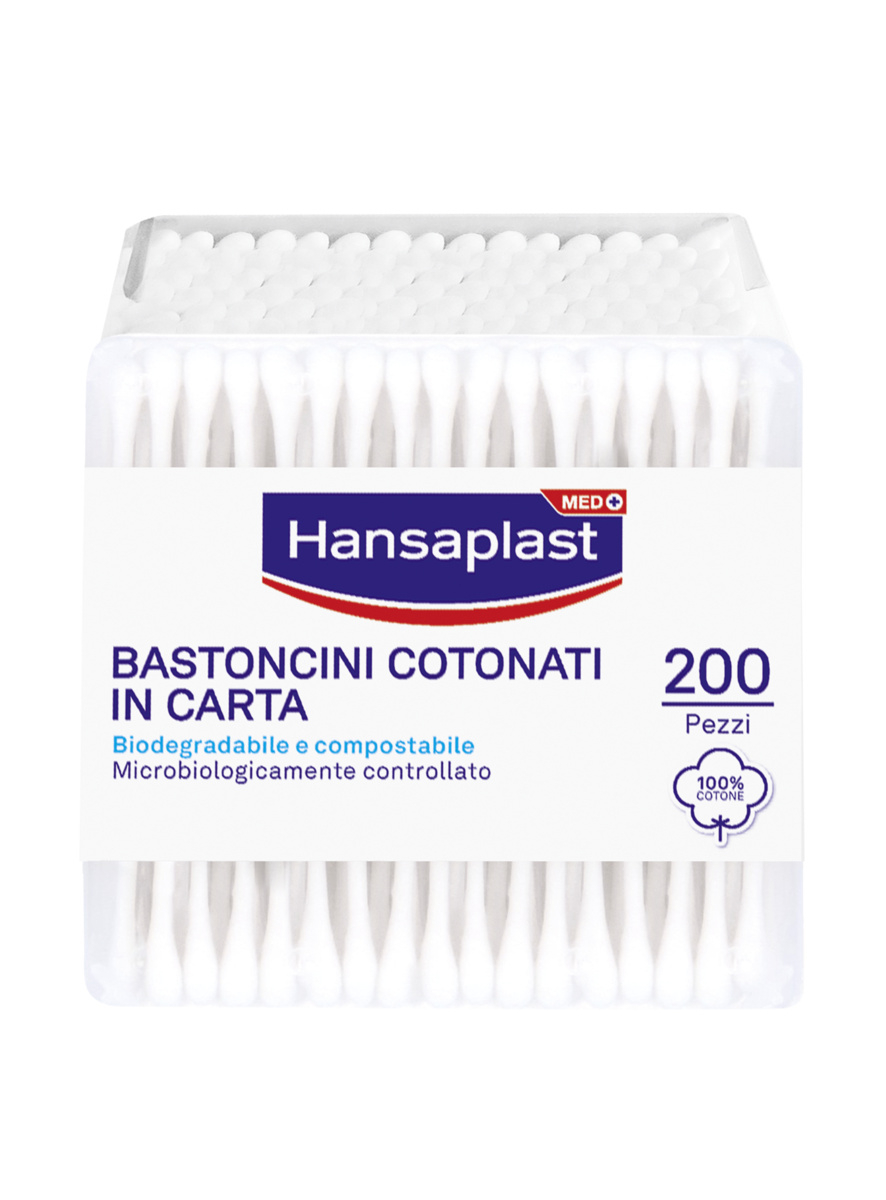 Hansaplast Bastoncini Cotonati, Cotton fioc per il kit pronto soccorso casalingo, 200 pezzi