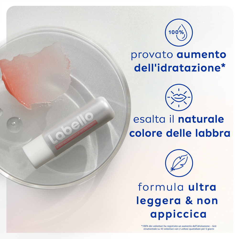 Labello Acido Ialuronico Lip Hydratation Plus Rosé 5.2g, Burrocacao labbra con Acido Ialuronico