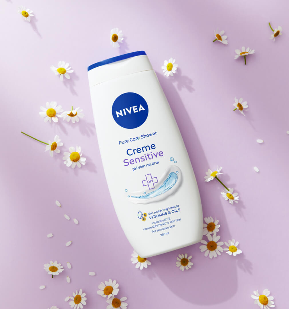 Nivea Bagnodoccia Creme Sensitive 250 ml, Bagnoschiuma in crema detergente per pelli sensibili