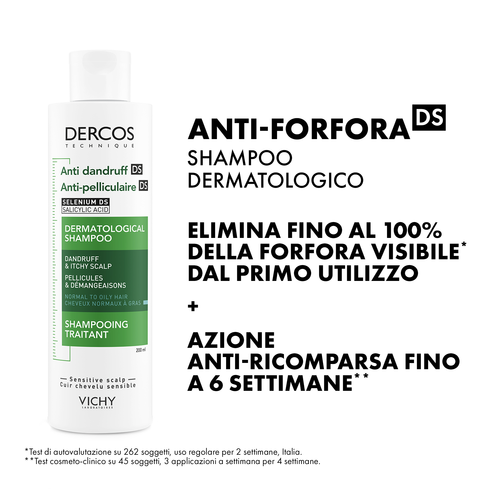 Vichy Dercos Shampoo trattante Anti-forfora DS per capelli da normali a grassi 200 ml