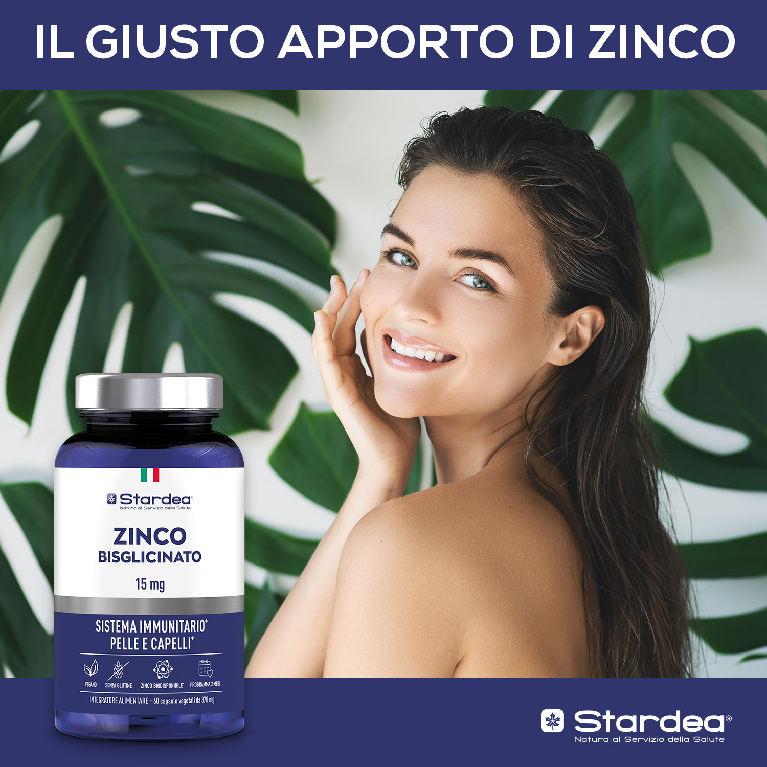 STARDEA ZINCO BISGLICINATO 15 MG - INTEGRATORE ALIMENTARE per il SISTEMA IMMUNITARIO e per il benessere di PELLE E CAPELLI