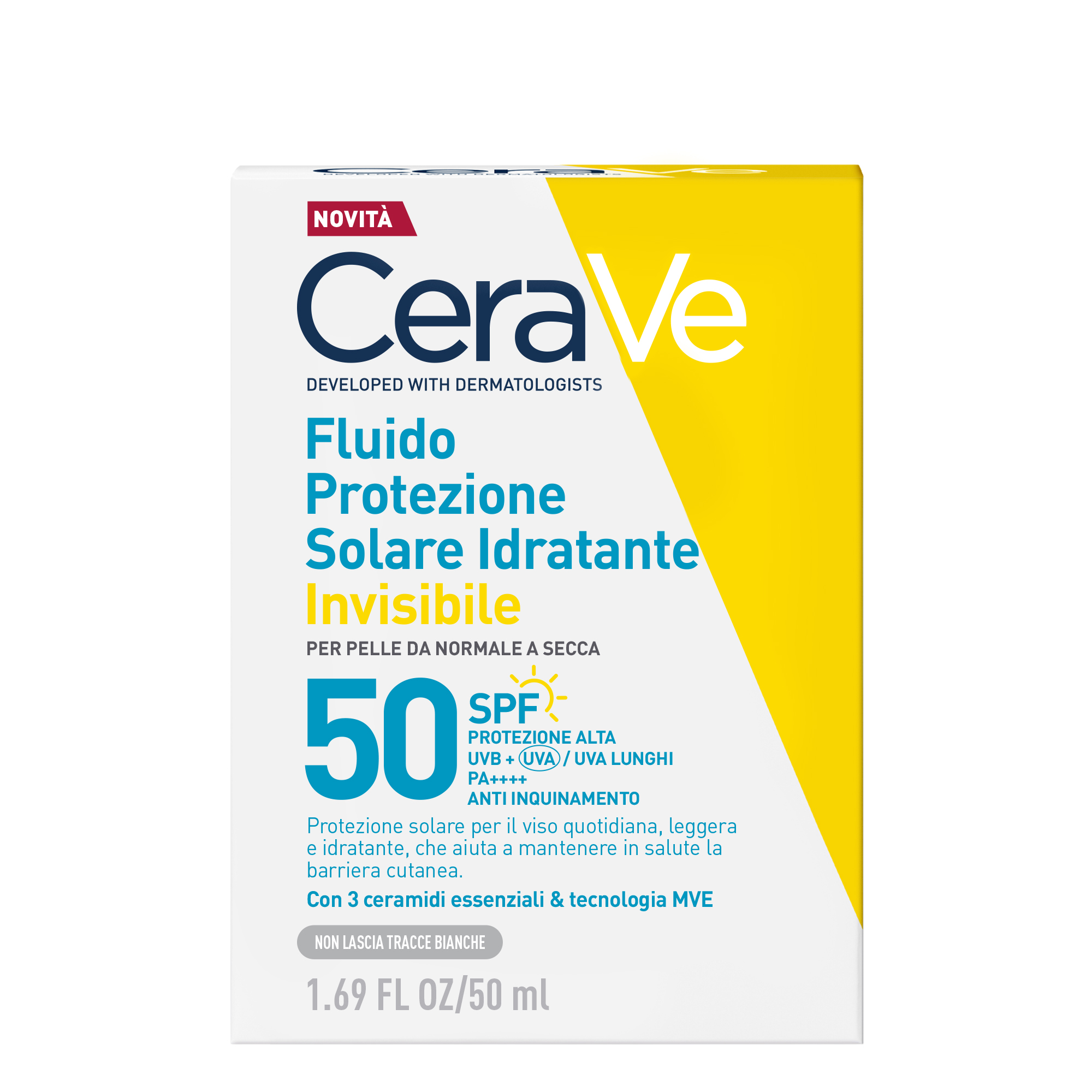 Cerave - Fluido Solare Invisibile SPF50 - Protezione Solare Idratante Viso 50 ml