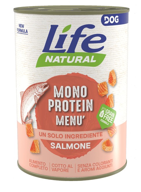 LIFEPETCARE LIFE CANE NATURAL MONOPROTEICO SALMONE 400GR (lattina)