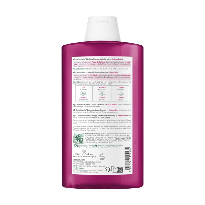 Klorane Shampoo idratante e illuminante Fico d’India, 400ml