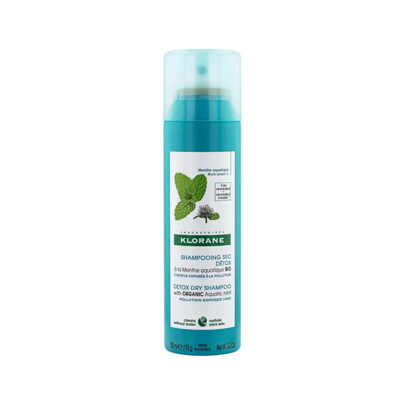 Klorane - Shampoo Secco Detox Alla Menta Acquatica Bio Per Tutti Tipi Di Capelli 150 ml
