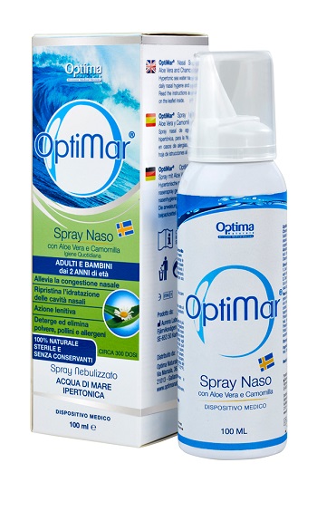 Optimar Spray Naso Con Aloe Vera e Camomilla Soluzione Ipertonica Decongestionante 100 ml