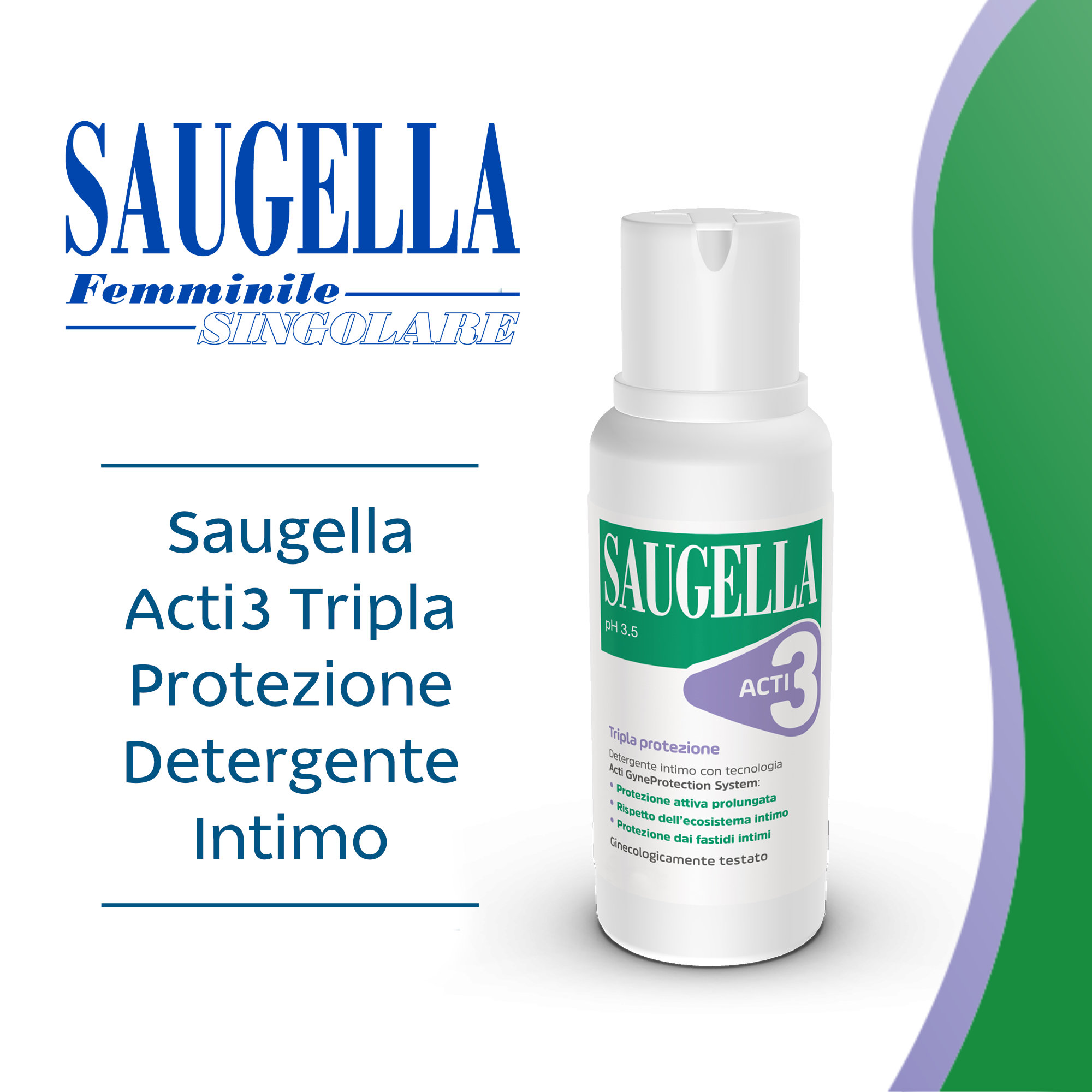 Saugella - ACTI3 Tripla Protezione Detergente Intimo Delicato 500 ml