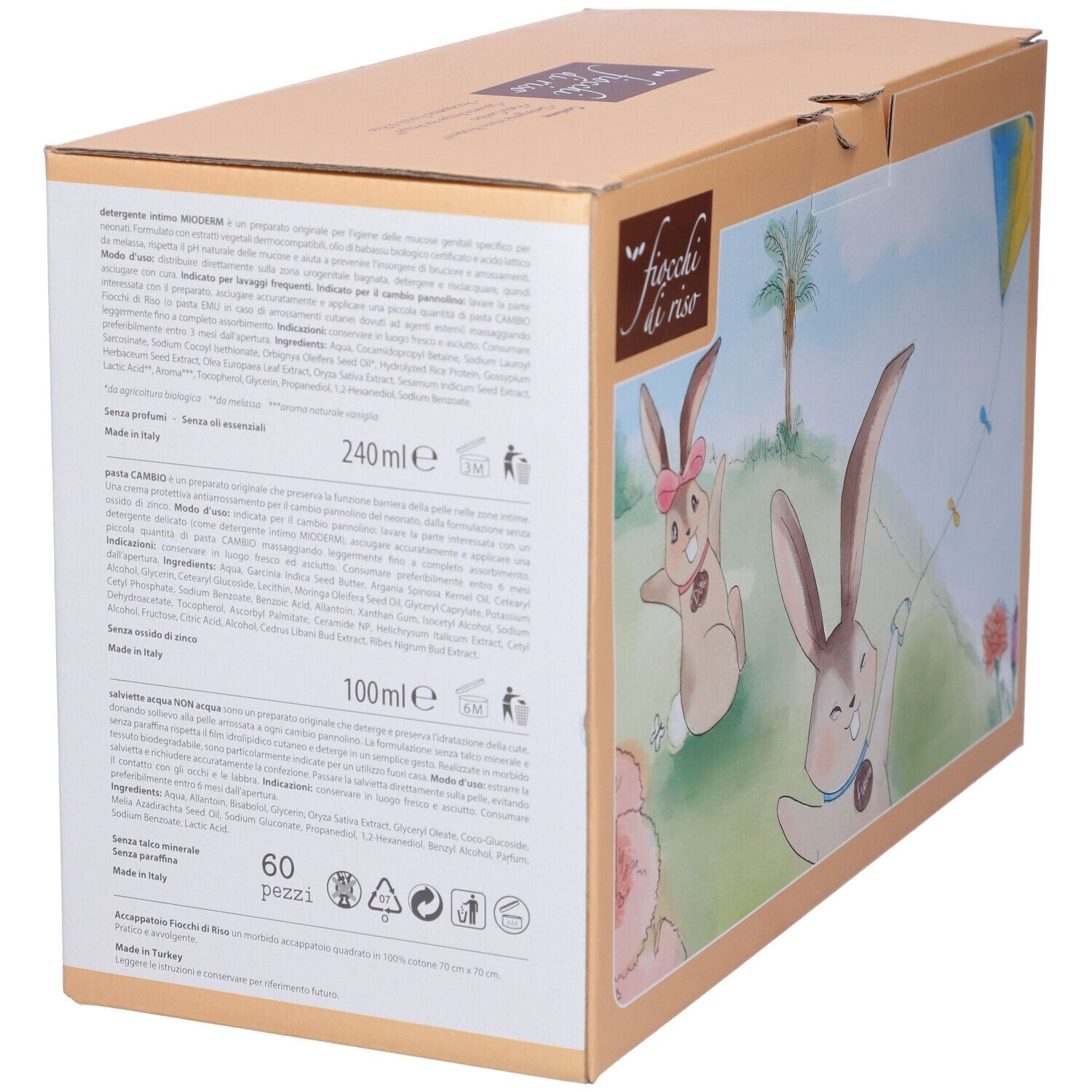 Fiocchi Di Riso Cofanetto Cambio Detergente Intimo + Pasta Cambio + Salviette Detergenti + Accappatoio