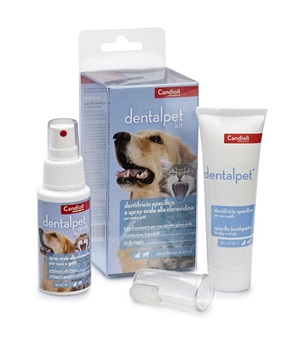 Candioli Dentalpet Kit Igiene Orale Cani E Gatti Dentifricio+Spray+Ditale