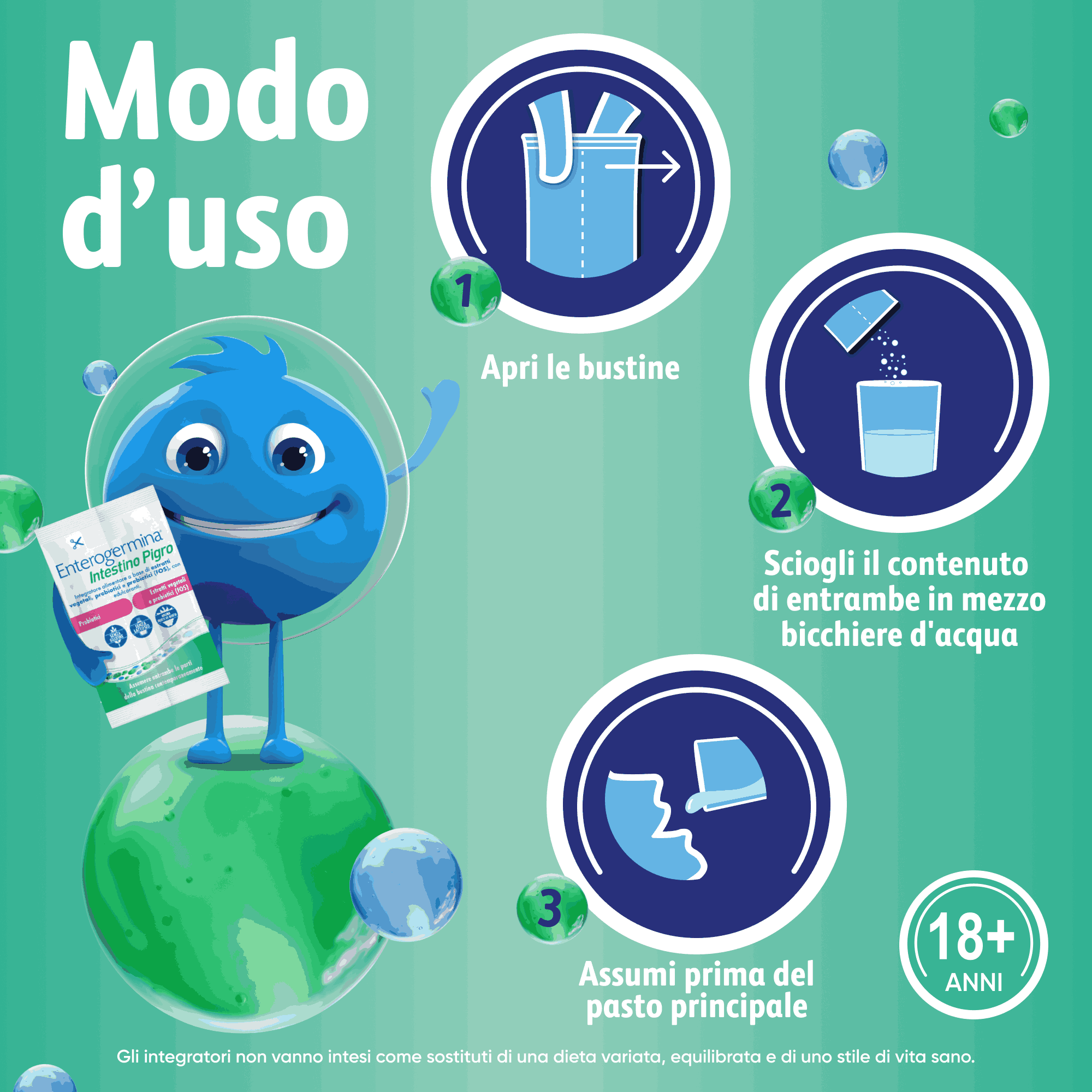 Enterogermina Intestino Pigro 10 bustine, Fermenti Lattici, Probiotici, prebiotici (FOS), Integratore Regolarità Intestinale, con Psillio, Ibisco, Ippocastano, Opuntia, Gusto Frutti di Bosco