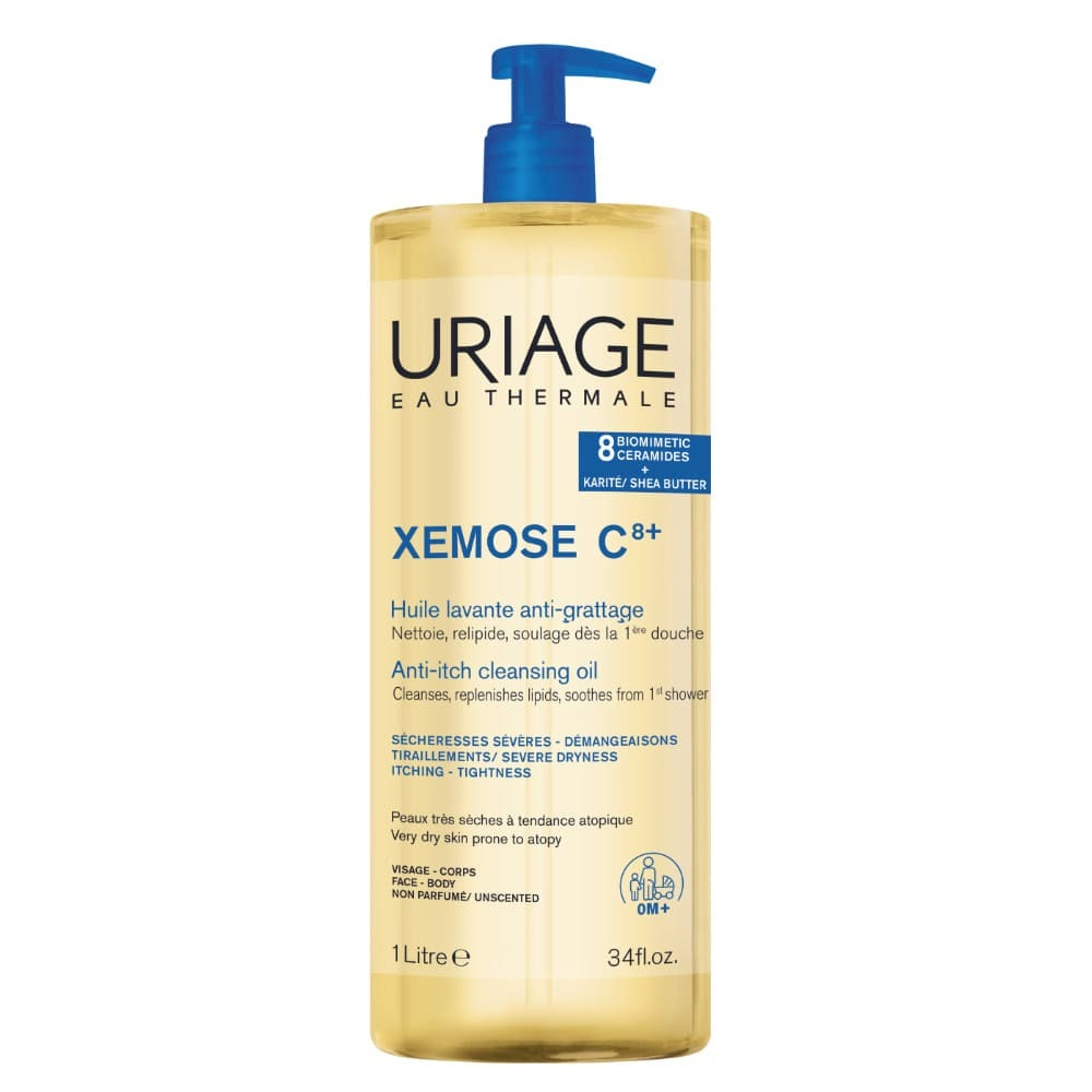Uriage Xémose Olio Lavante Lenitivo Corpo Doccia e Bagno per pelle secca, a tendenza atopica 1 L