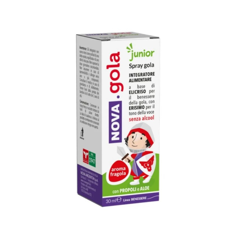 Nova Gola Spray Junior Mal di gola bambini Gusto Fragola 30 ml