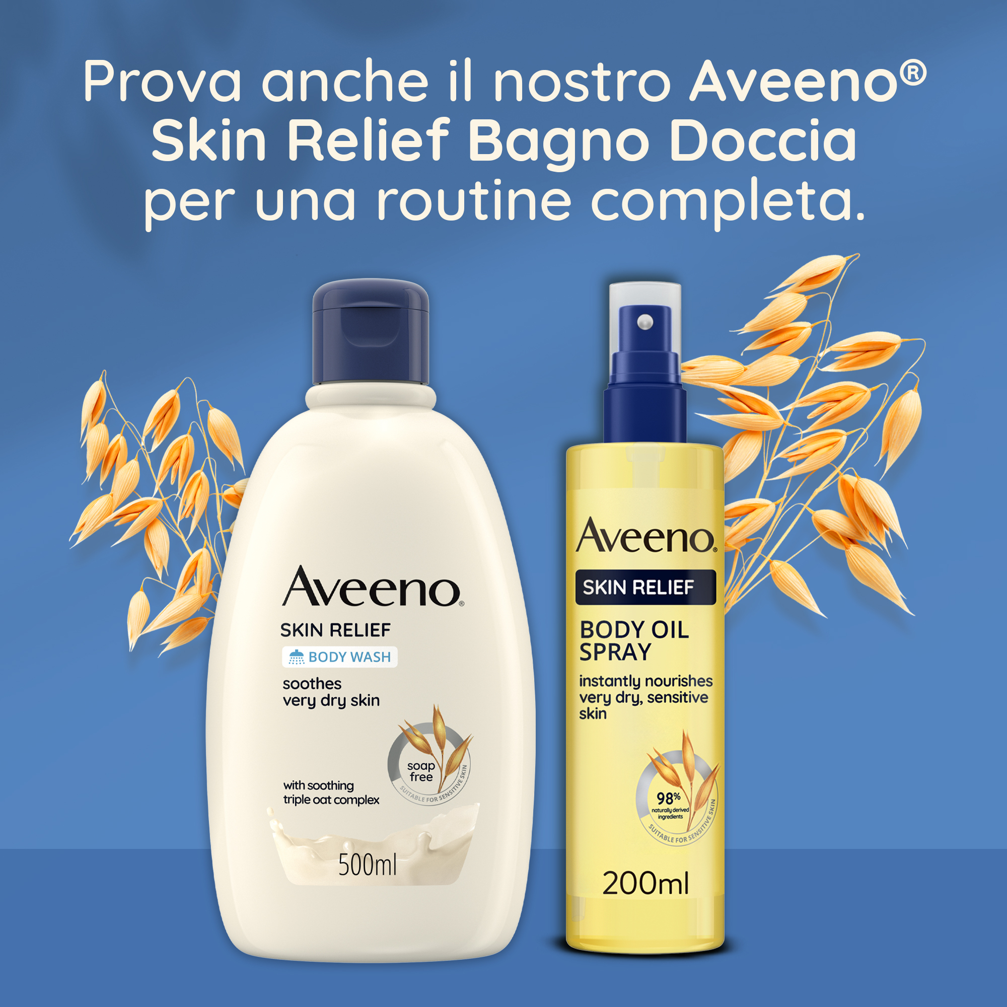 Aveeno Skin Relief Olio Corpo pelle secca dermatologicamente testato con ingredienti naturali 200 ml