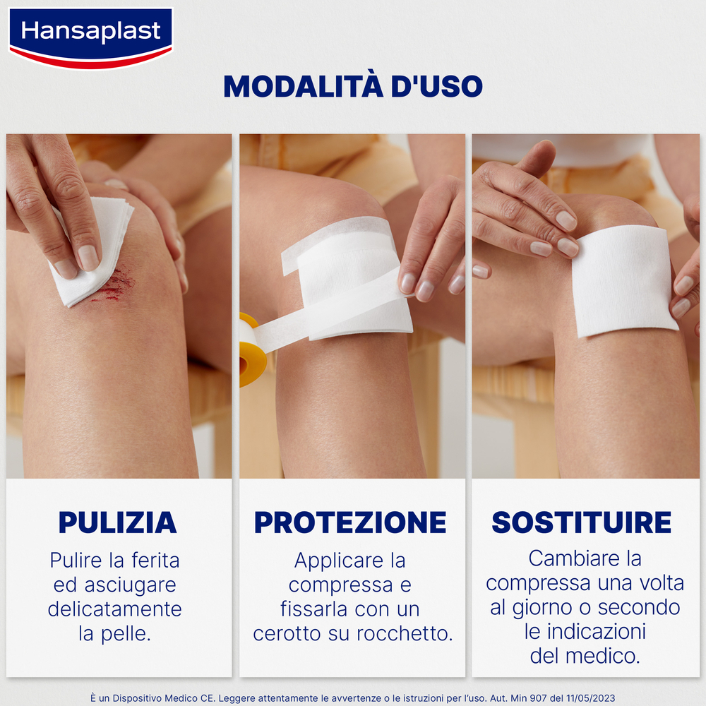 Hansaplast Compressa Soft, Garze sterili per ferite postoperatorie, 10 pezzi da 7,5 x 7,5 cm