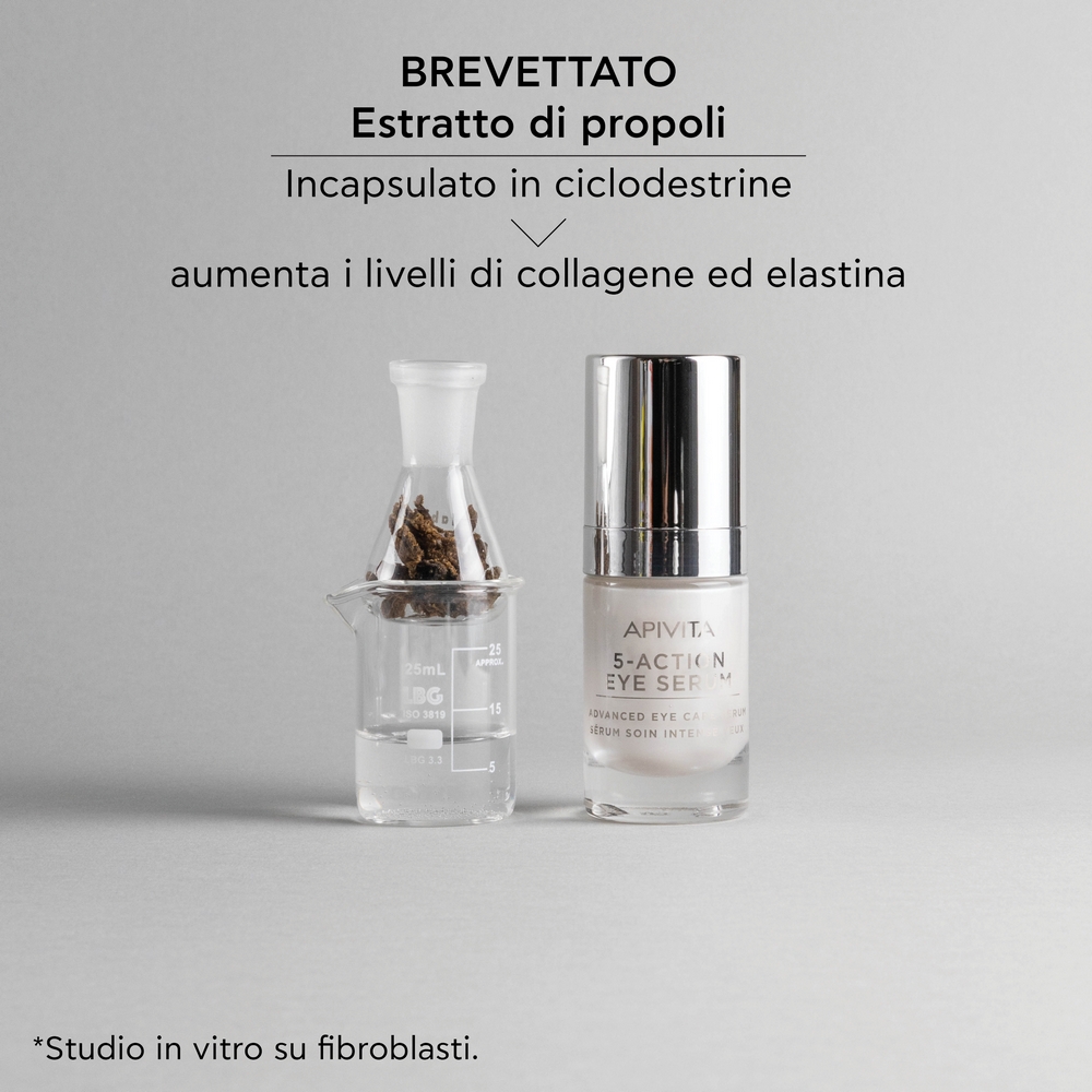 Apivita 5 Action Eye Serum - Siero 5 Azioni Idratante Anti-Rughe Per Borse E Occhiaie 15 ml