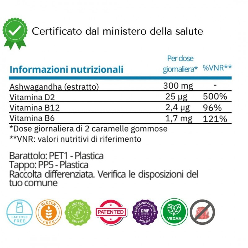Sabbia Natural NO-STRESS per ridurre i livelli di cortisolo e contrastare stress e ansia - 60 GOMMOSE gusto CILIEGIA