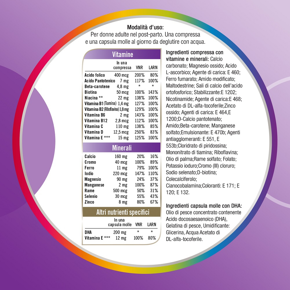 Multicentrum Neo Mamma DHA Integratore Alimentare Multivitaminico Multiminerale 30 Cpr+30 Cps