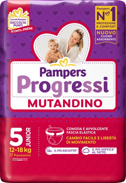 PAMPERS Progressi Mutandino Taglia 5 Junior dai 12 ai 18kg
