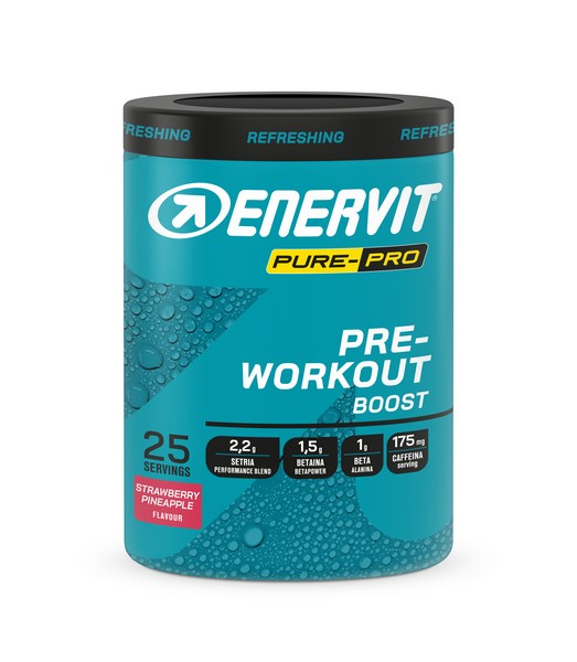 Enervit Pure Pro Pre Workout Boost  - Ananas e Fragola - Barattolo da 313 g – 25 dosi