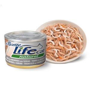 LIFEPETCARE LIFE GATTO NATURAL LE RICETTE TONNO ALICETTE SURIMI 150GR (lattina)