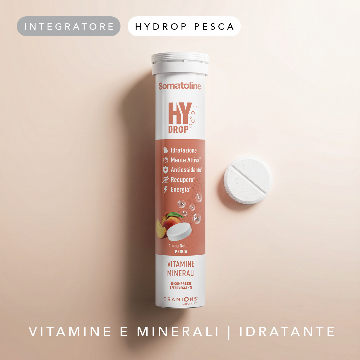 Somatoline SkinExpert Hydrop 20 Compresse Effervescenti Gusto Pesca - Integratore Per Il Metabolismo Energetico