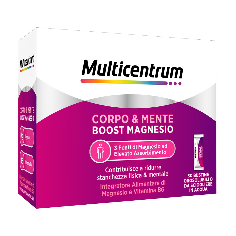 Multicentrum Boost Magnesio Integratore Alimentare Vitamina B6 per Supporto Organismo 30 Bustine