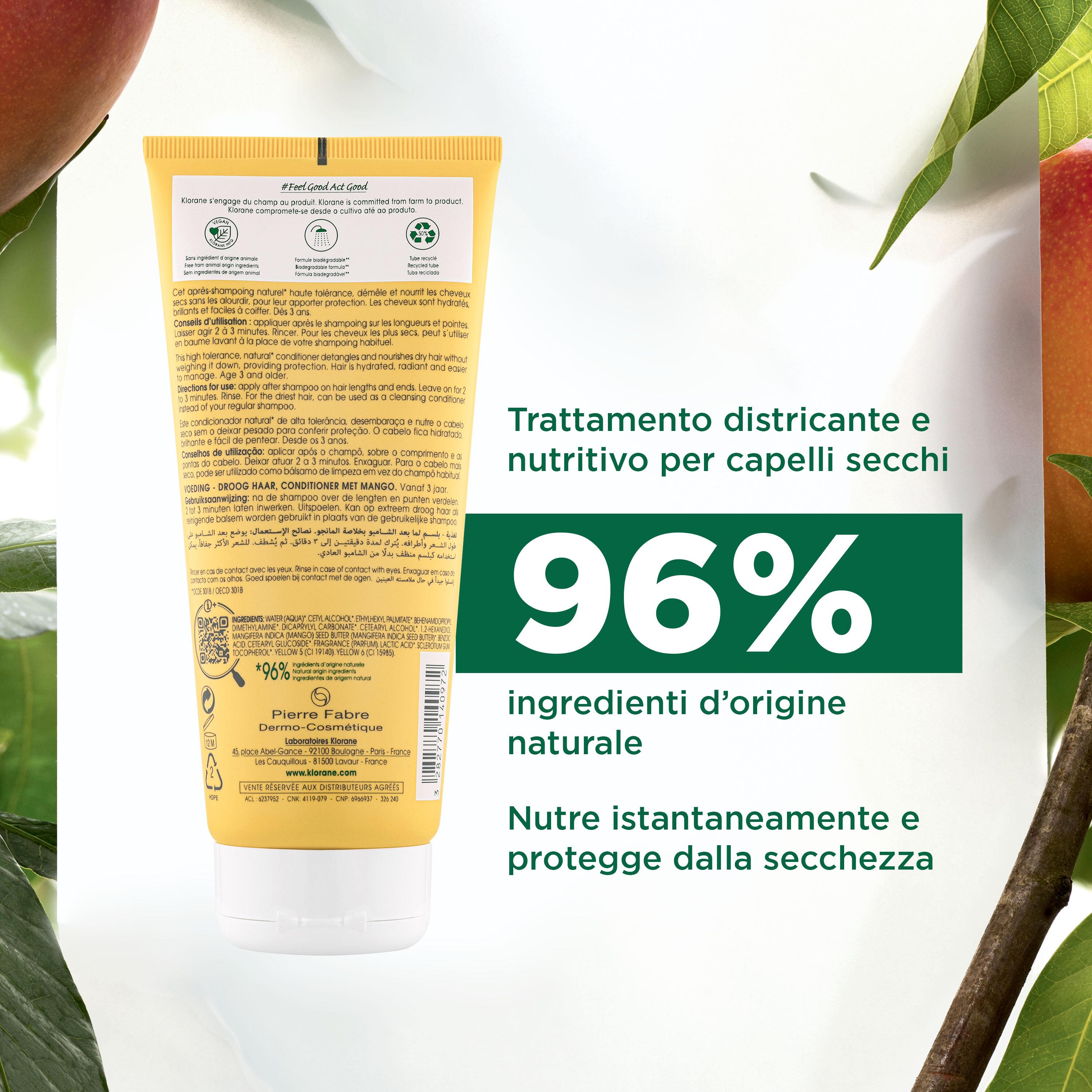 Klorane - Balsamo Nutriente Al Mango Per Capelli Secchi 200 ml