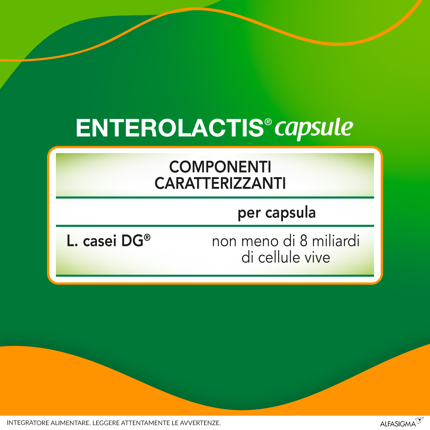 Enterolactis Capsule, Integratore Alimentare con Fermenti lattici, probiotici L,Casei DG, 8 Miliardi Cellule Vive, Senza Glutine e Lattosio, 20 Capsule