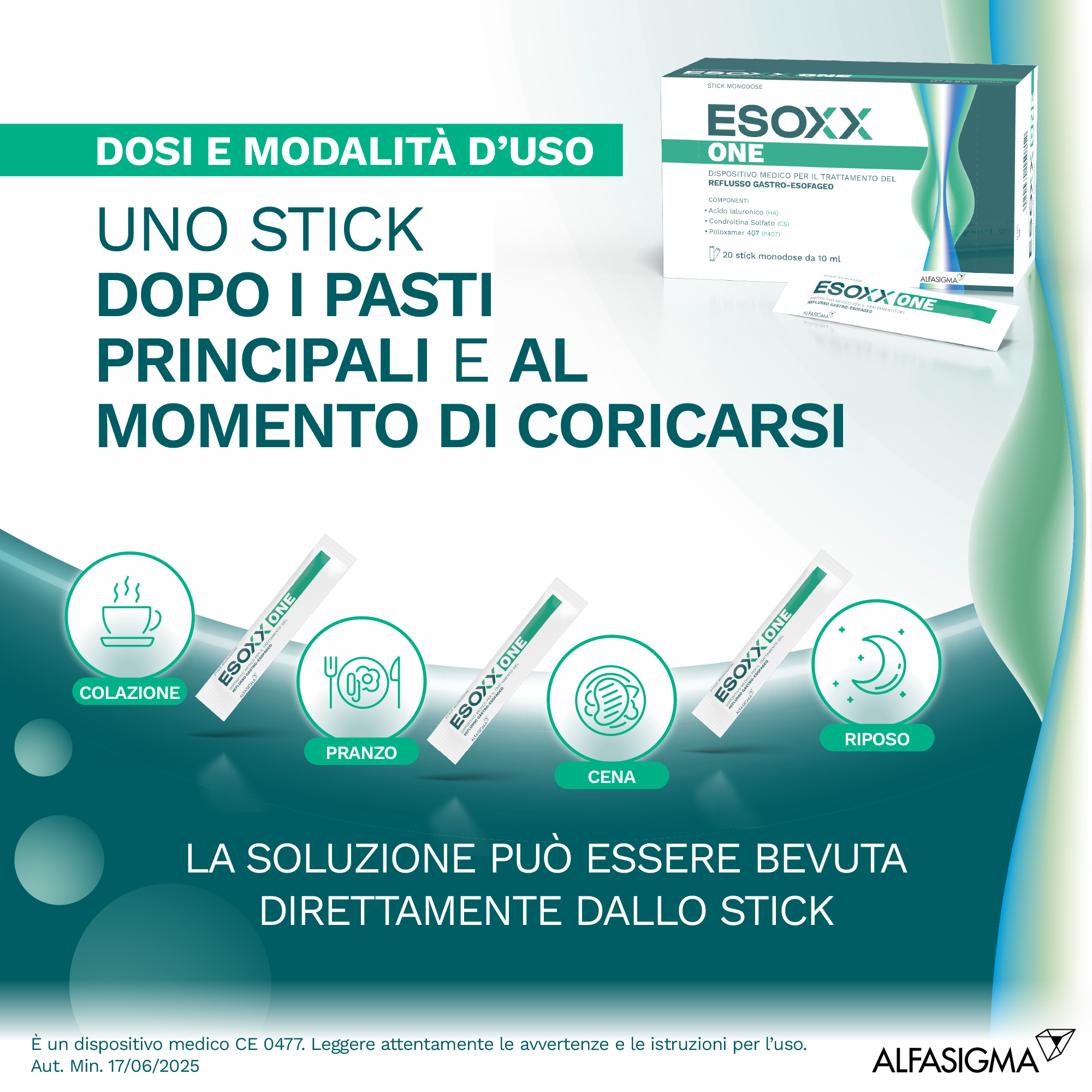 Esoxx One -  Pacco Doppio - Rimedio reflusso gastroesofageo e bruciore di stomaco - Bundle 2 confezioni da 20 stick ciascuna