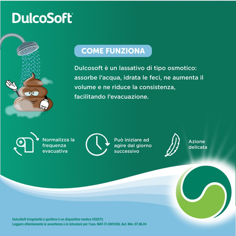 DulcoSoft Irregolarità E Gonfiore, Lassativo, Trattamento Stitichezza, Senza Glutine, Senza Zucchero, Senza Lattosio, Confezione Polvere 200g