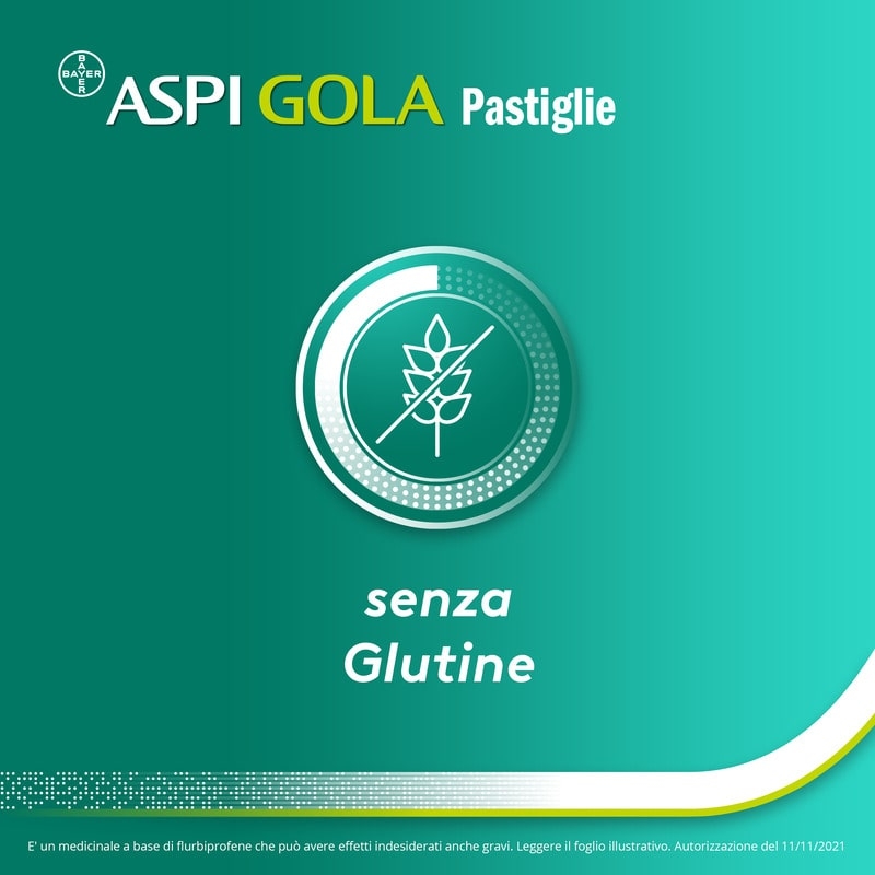 Aspi Gola Pastiglie per la gola infiammata, con 8,75 mg di Flurbiprofene, contro Faringite e Mal di gola, Gusto Limone e Miele 24 Pastiglie Orosolubili