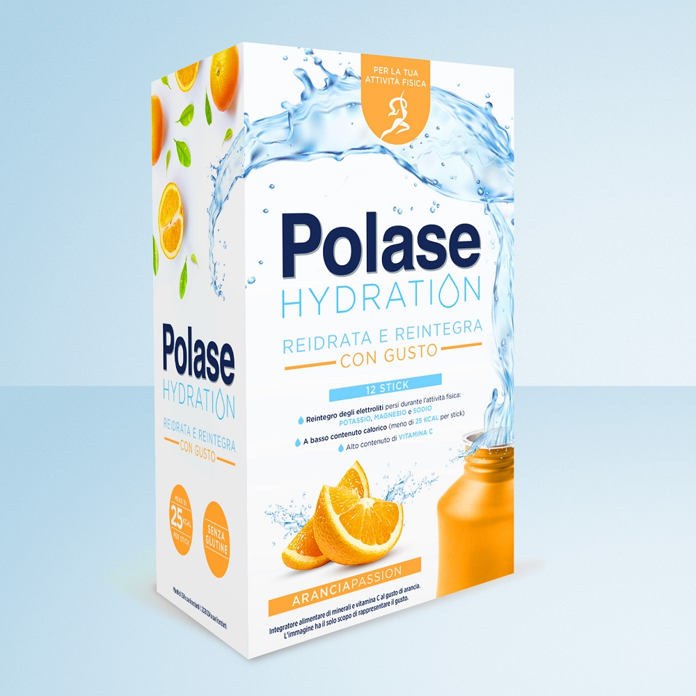 Polase Hydration Integratore Alimentare Sali Minerali Magnesio Potassio Vitamina C Arancia 12 Stick