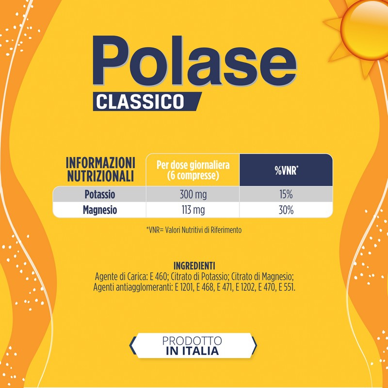 Polase Classico Magnesio e Potassio Integratore Alimentare Sali Minerali senza zucchero 60+60 compresse