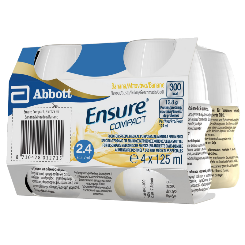 Ensure Compact Alimento a Fini Medici Speciali Ipercalorico e Proteico Banana 4x125ml - SCADENZA 31 MARZO 2026