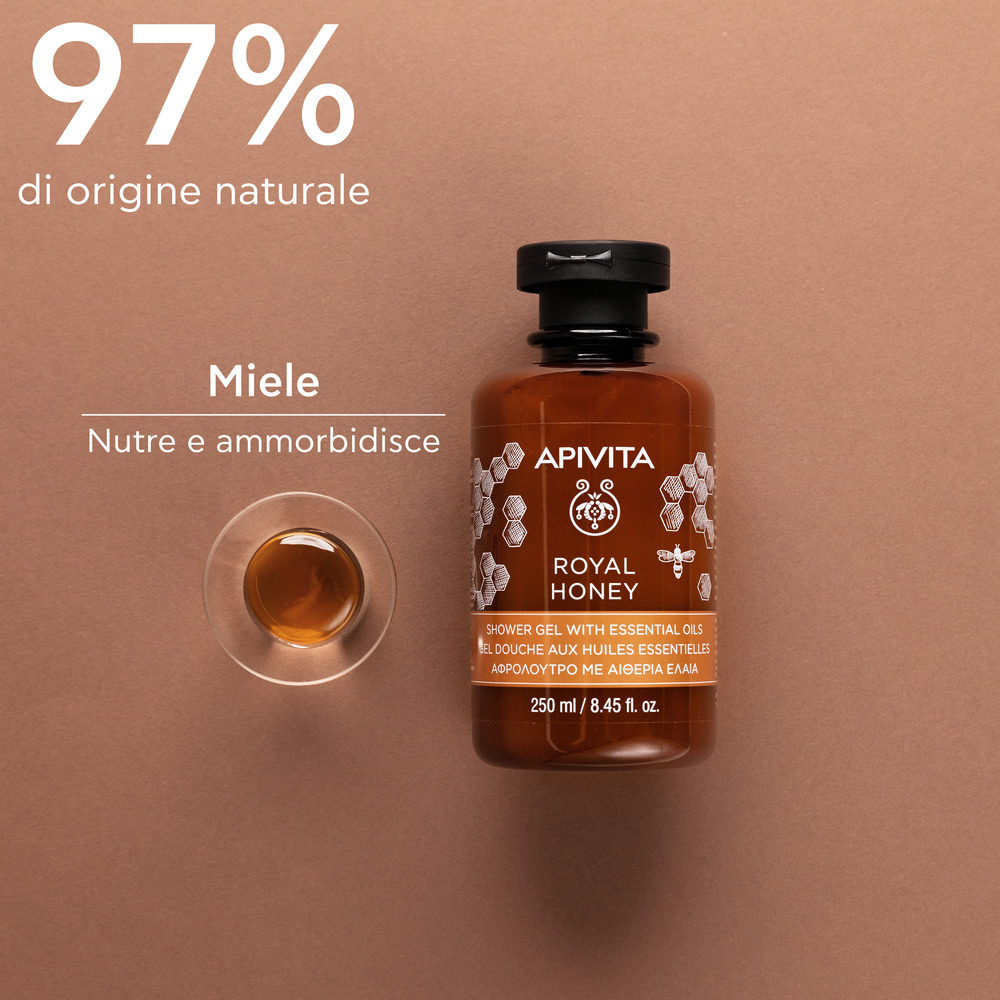 Apivita Royal Honey - Gel-Doccia Detergente Corpo Con Miele E Oli Essenziali Per Pelle Secca 250 ml