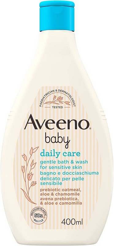 Aveeno Baby FLUID, Bagno e Doccia Schiuma Delicato per Bambini, Daily Care, Formula Delicata, Senza Lacrime, Pelli Sensibili, con Avena Colloidale, Camomilla e Aloe, 400ml