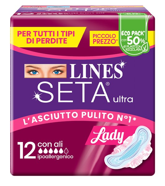 LINES SETA ULTRA LADY ALI - ASSORBENTI FLUSSO ABBONDANTI E NOTTE - 12pz