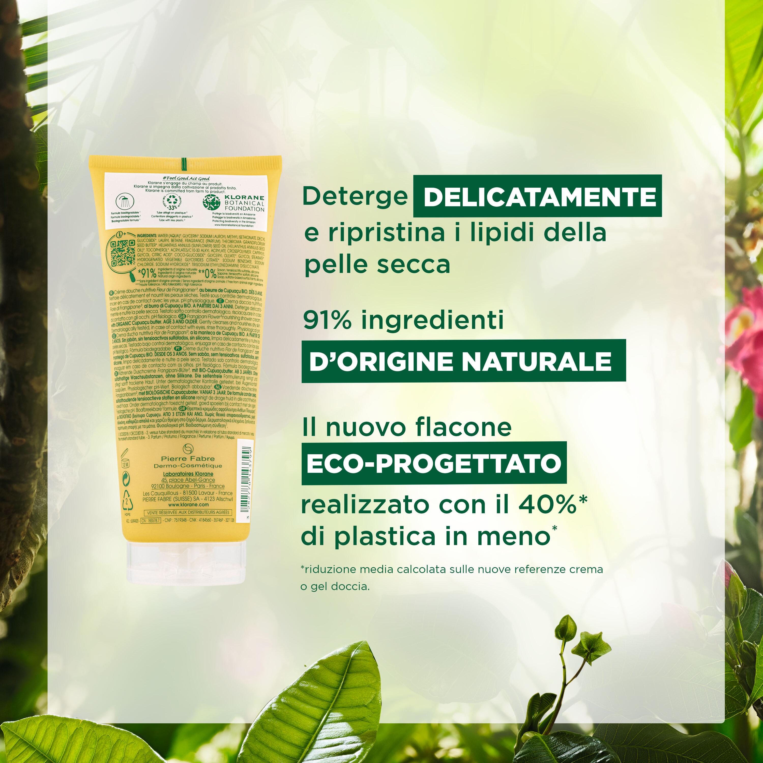 Klorane - Crema Doccia Nutritiva Al Profumo Fiore di Frangipane Per Pelle Secca 200 ml