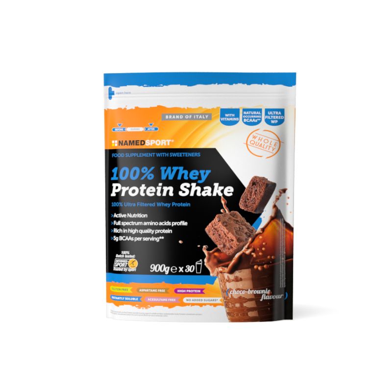 Named Sport - 100% Whey Protein Shake Choco-Brownie - Proteine Del Siero Del Latte In Polvere 900 g