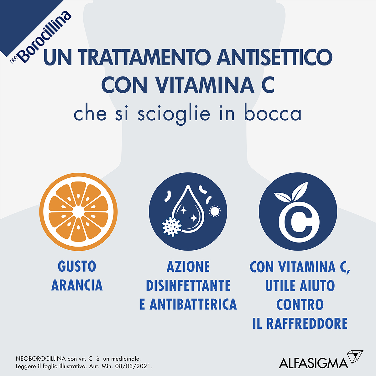 Neoborocillina C Antisettico Orale 16 Pastiglie Senza Zucchero