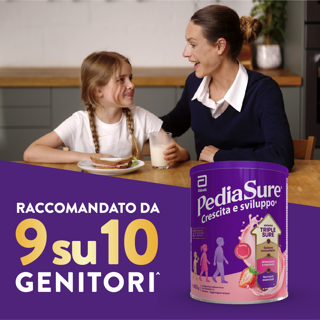PediaSure Crescita E Sviluppo Gusto Fragola 850 g - Integratore Multivitaminico Per Bambini