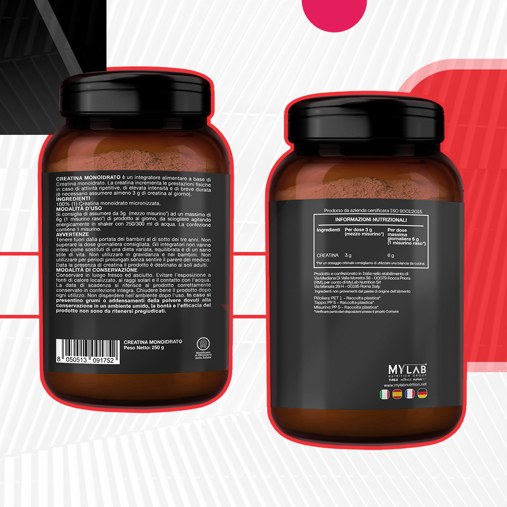 T-Rex Integratori Creatina Monoidrato Micronizzata Gusto Neutro 250 g - Integratore Di Creatina