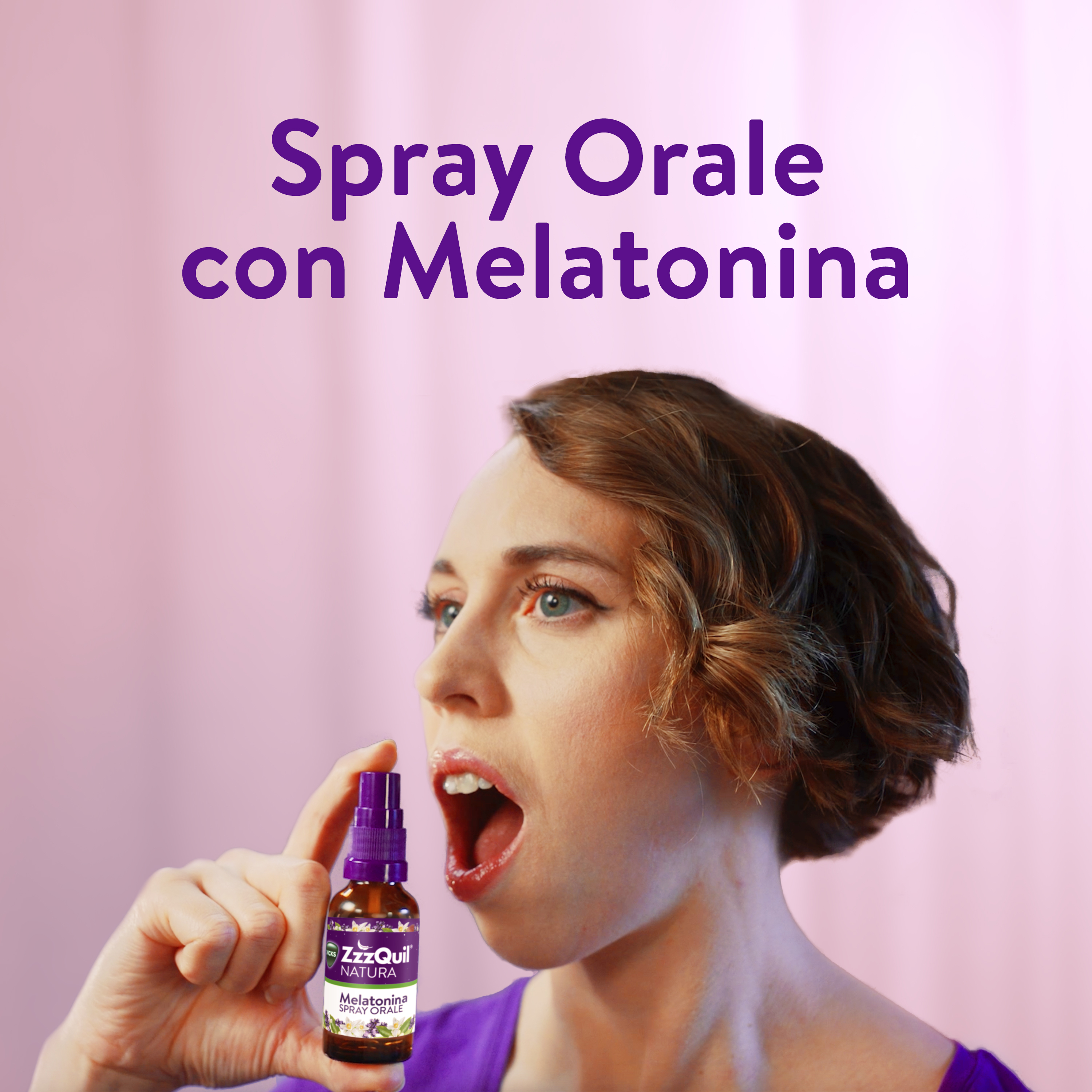 ZzzQuil Natura Melatonina Spray, integratore per il sonno, senza zucchero e formula vegana, 30 ml.