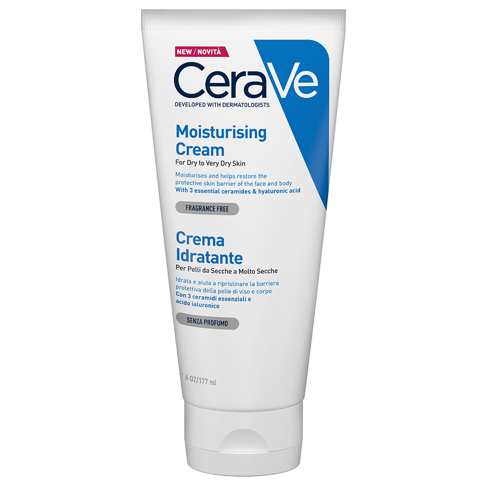 CeraVe Crema Idratante, Per Pelli Da Secche a Molto Secche Per il Corpo e il Viso, 177 ml