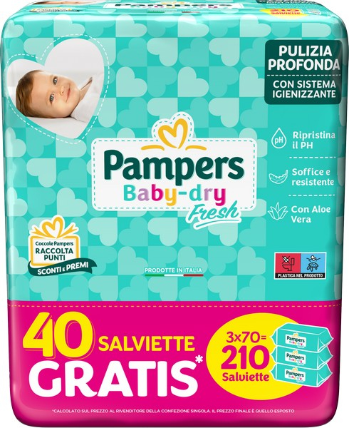 Pampers Baby Fresh Salviettine per una pulizia perfetta 210 pezzi